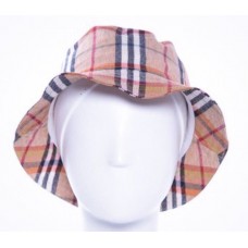 Burberry  Large Bucket Hat Side Zipper Pocket Nova Check Plaid Linen Lined  eb-43235744
